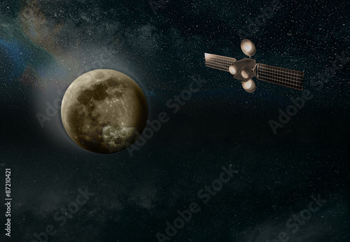 Fototapeta Naklejka Na Ścianę i Meble -  Planet im Weltall mit Raumsonde