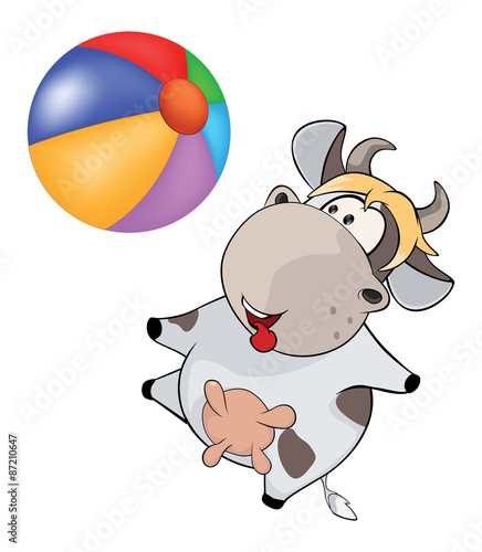 small cow and  ball Cartoon