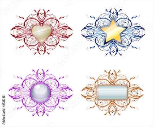 Set with  broachs. Illustration 10 version.