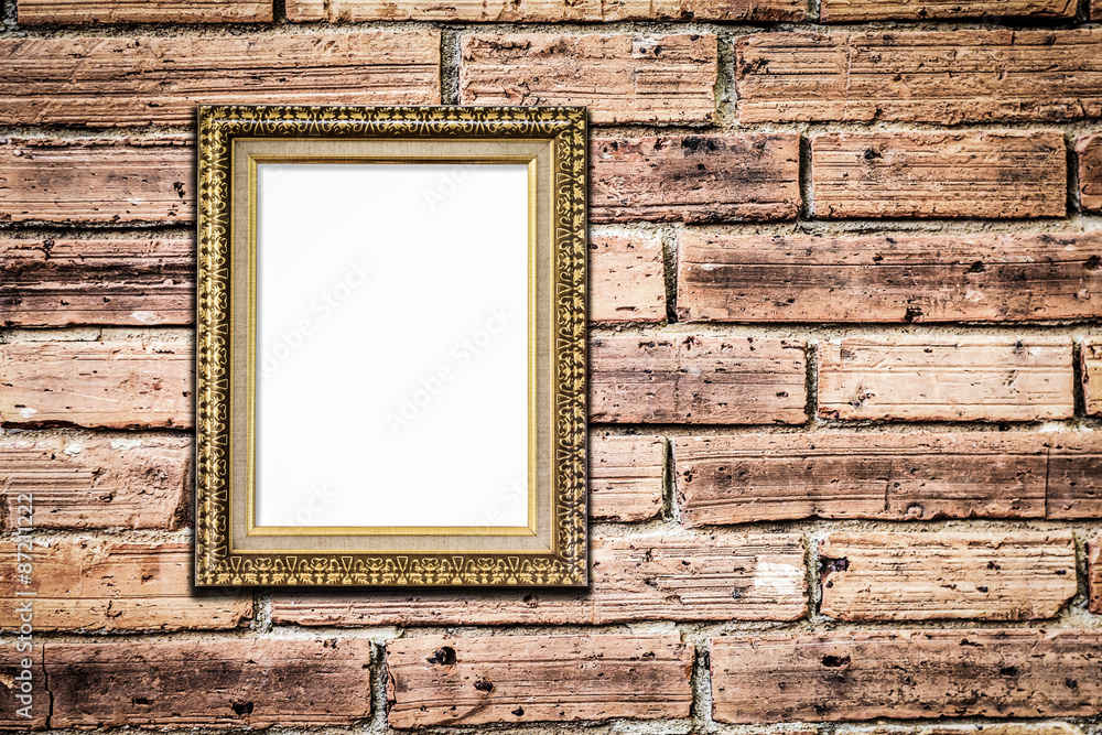 Picture frame on old empty room with concrete wall background vi Picture frame on old empty room with concrete wall background vi