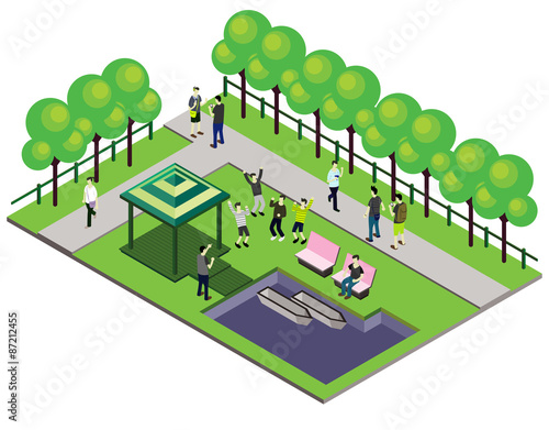illustration of infographic outdoor park concept in isometric graphic © toonsteb