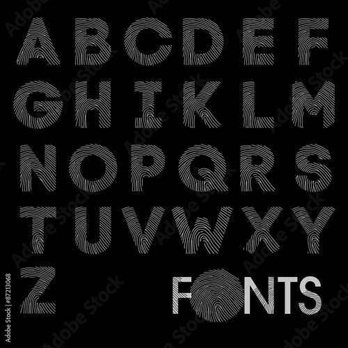 Finger print bold alphabet best font vector