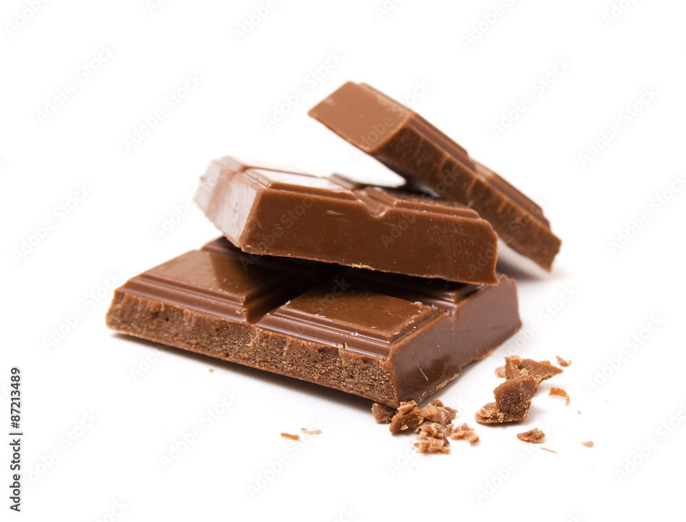 Milk chocolate isolated on white background Milk chocolate isolated on white background