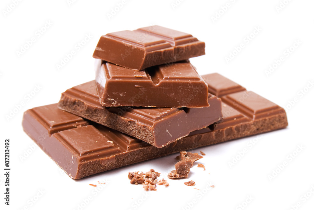 Milk chocolate isolated on white background Milk chocolate isolated on white background