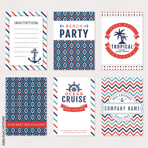 Sea banners. Vector card templates.