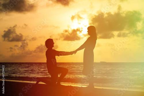 Marriage Proposal at sunset beach