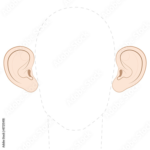 Big protruding ears with empty space between them to insert any photo. Isolated vector illustration on white background.