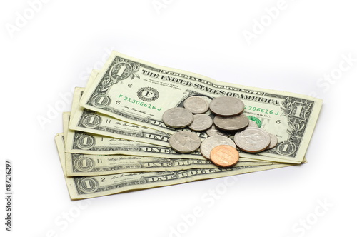 $1 Tickets and Coins - Isolated