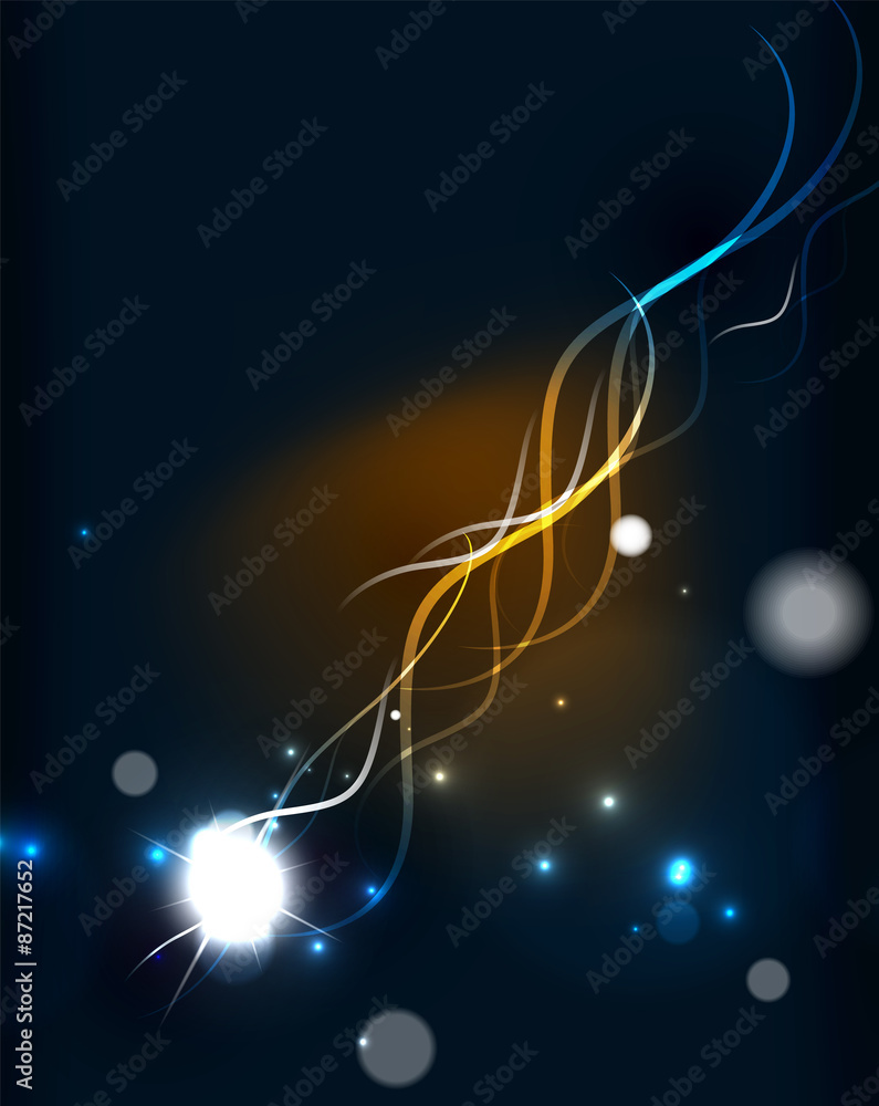Glowing flowing waves and stars in dark space Glowing flowing waves and stars in dark space