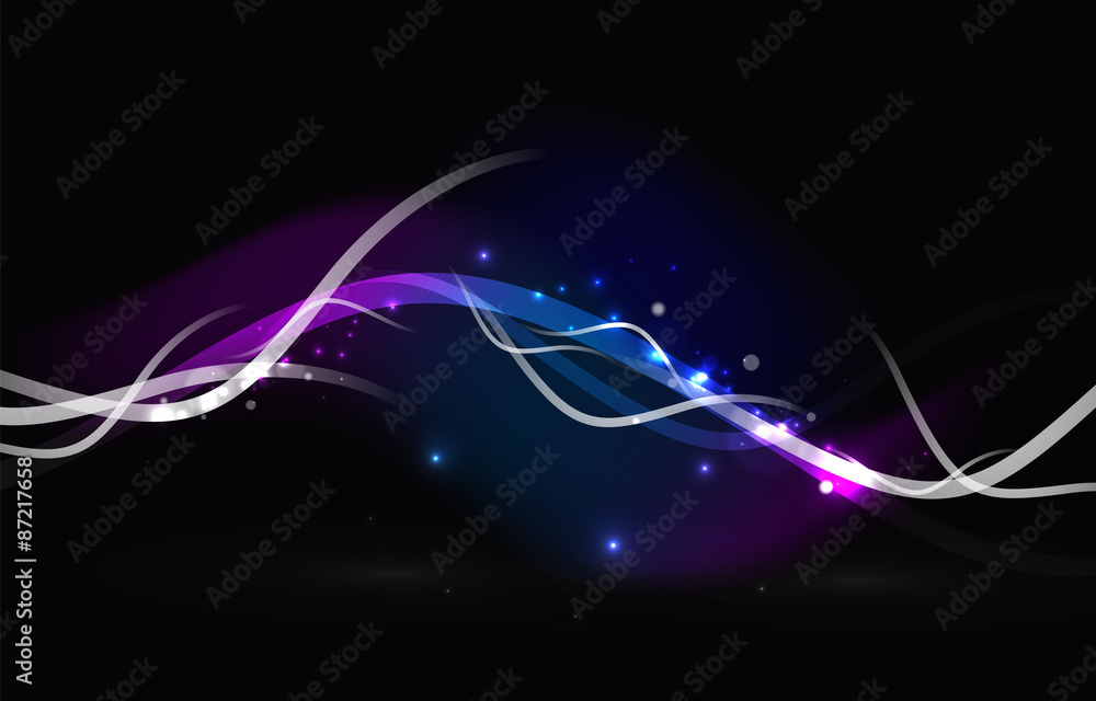 Glowing flowing waves and stars in dark space Glowing flowing waves and stars in dark space