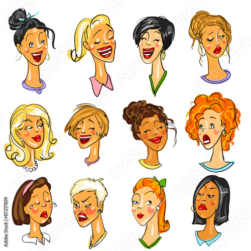 Female faces - set of Expressions. 
