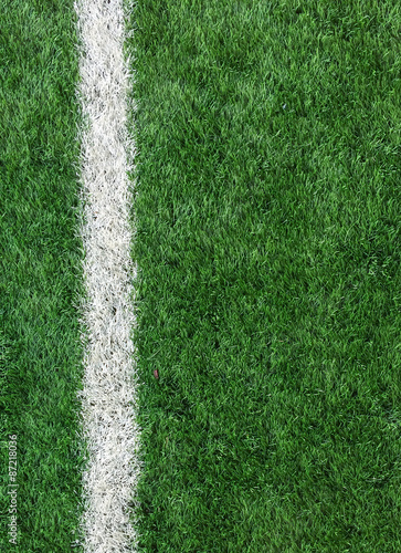 White Stripe Line on The Green Soccer Field from Top View used as Template
