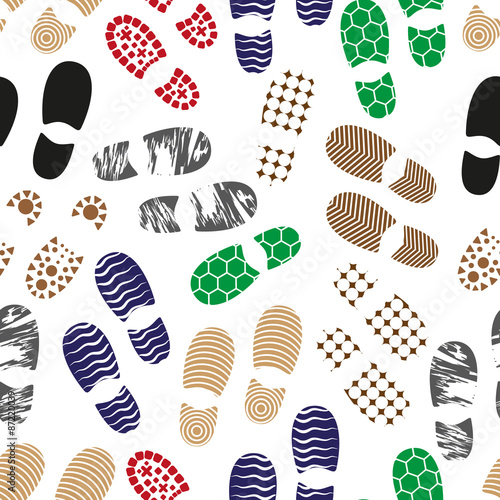 color human shoes footprint various sole seamless pattern eps10