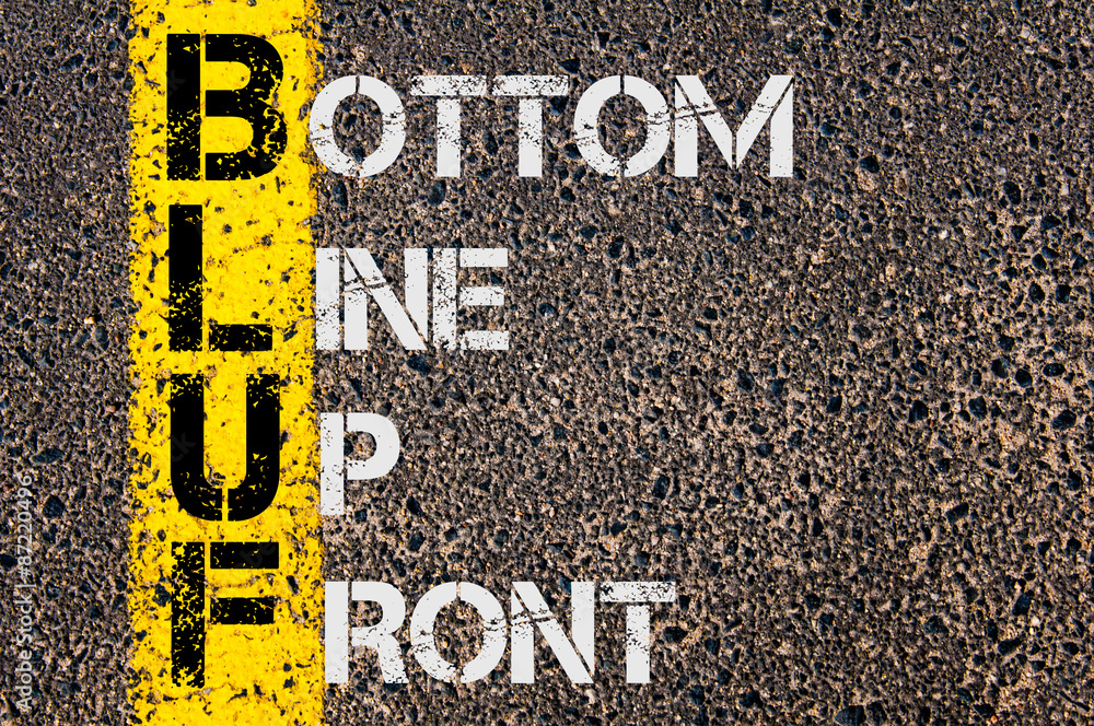 Business Acronym BLUF as Bottom Line Up Front