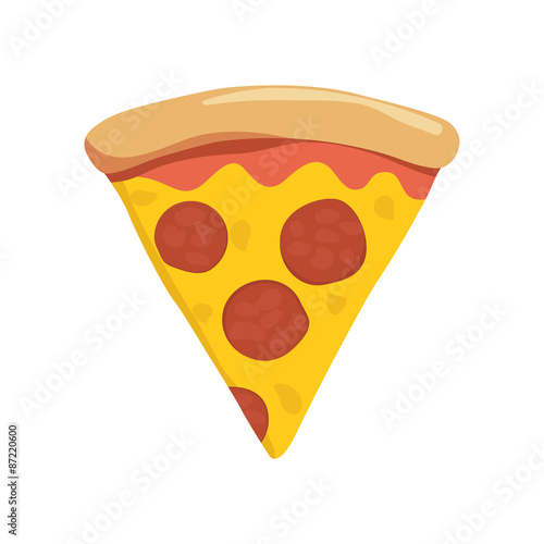 Slice of pepperoni pizza on white background