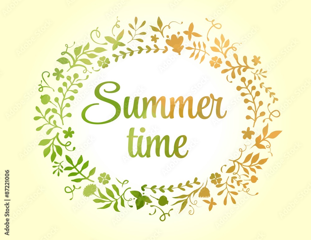 Vector floral frame summer time Vector floral frame summer time