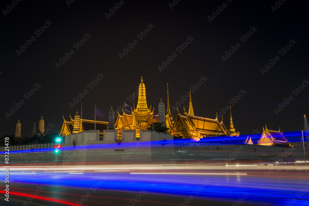 Wat Phra Kaew, Temple of the Emerald Buddha,Grand palace at twilight in Bangkok, Thailand