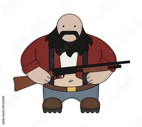 Fat bald redneck with shotgun