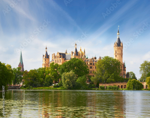 Schwerin Castle in summer day, Germany