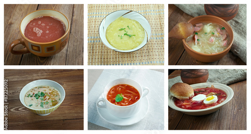 Food set of different  soups. photo