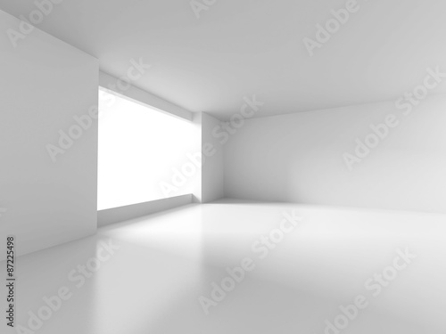 White Room With Window Light. Abstract Interior Background