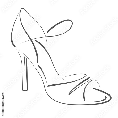 Sketched woman s shoe. 