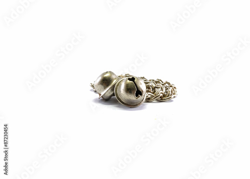 Dog chain with bells isolated on white background