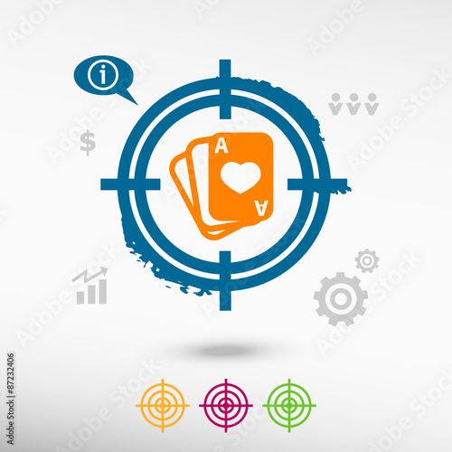 Game cards icon on target icons background
