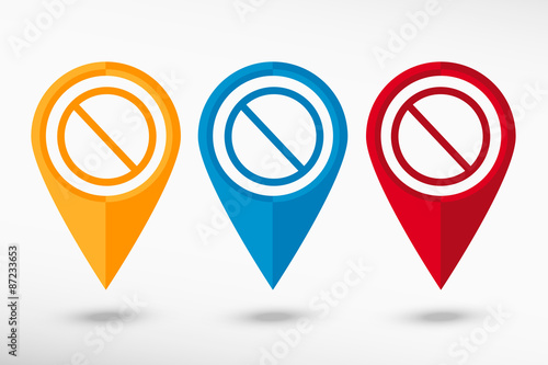 Free Download Sign ban map pointer, vector illustration. Flat design style - GFXLoad