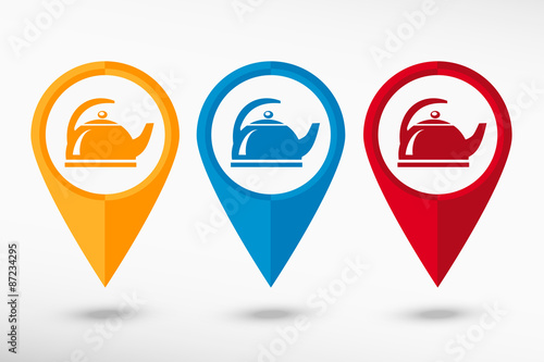 Tea maker map pointer. Flat design style 