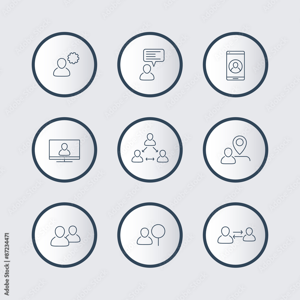 business line trendy round icons with people, vector illustration, eps10 business line trendy round icons with people, vector illustration, eps10