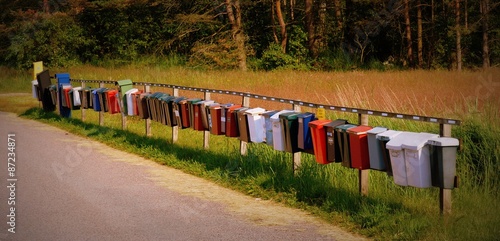 Canvas Print Typical letter boxes in the Swedish countryside