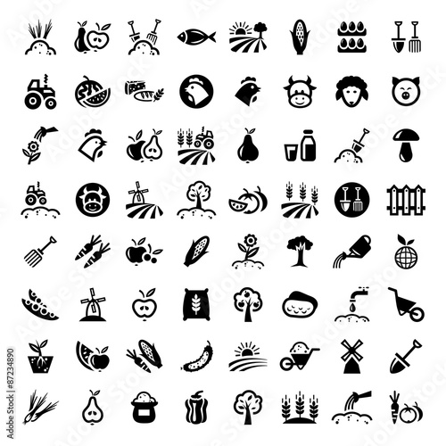 big agriculture icons set