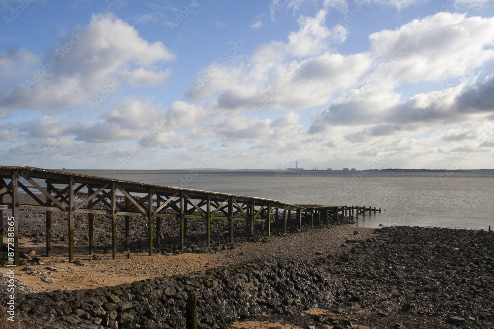 Old Wooden Jetty on Canvey Island, Essex, England