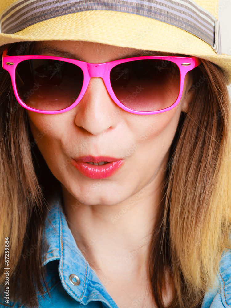 Happy girl in summer clothes, smiling woman tourist. Happy girl in summer clothes, smiling woman tourist.