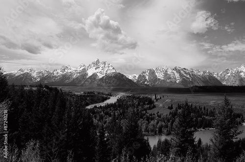 Wyoming, Gran Teton National Park, Snake river. Black and white.