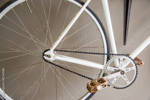 close up image of white vintage city bicycle