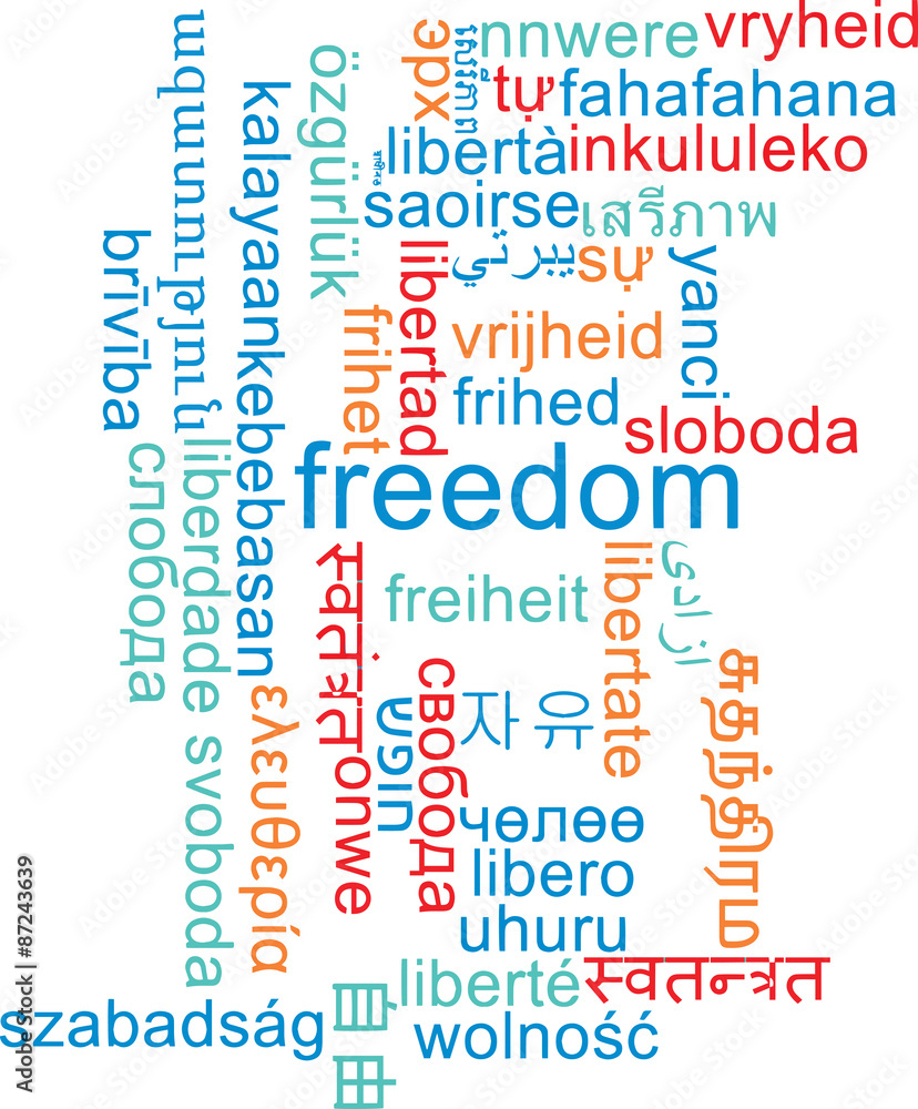 Freedom multilanguage wordcloud background concept