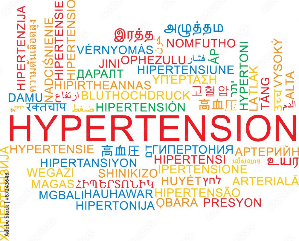 Hypertension multilanguage wordcloud background concept