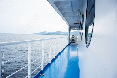 Fototapeta Blue floor on a ferry boat