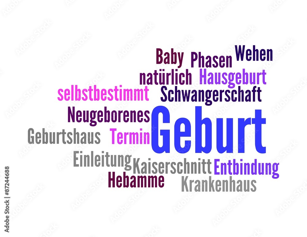 Obraz premium Wortwolke Geburt