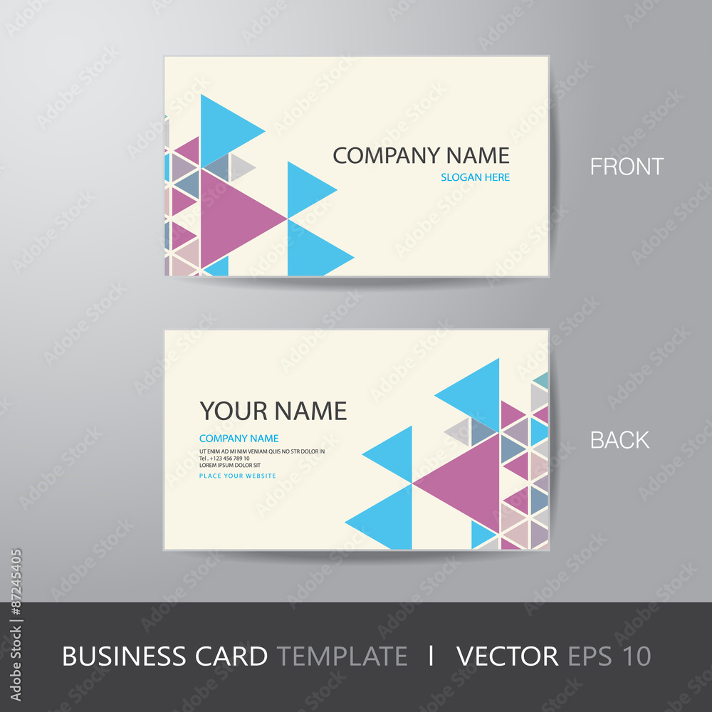 business card triangle abstract background design layout templat