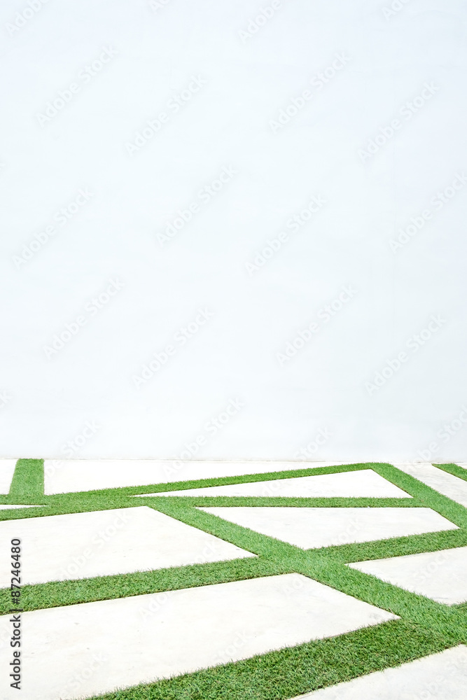 Fototapeta premium Empty perspective view of concrete block floor and white cement