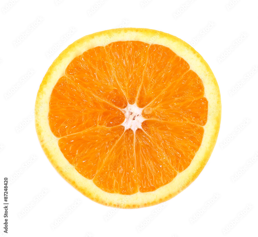 slice of orange isolated on white background slice of orange isolated on white background