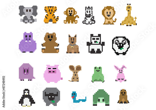 8bit Animal Set ; Vector Illustration