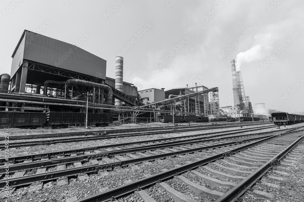 Fototapeta premium Steel mills smoke pollution