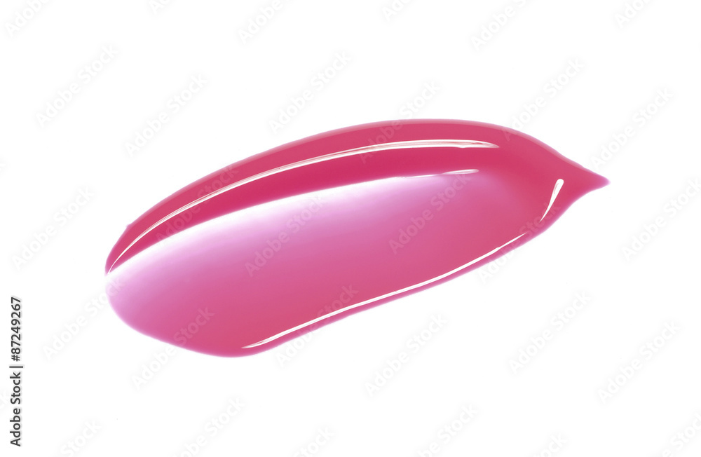 Pink lip gloss isolated on white 