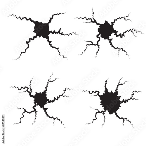 Earth Crack vector set. Crack Silhouettes Isolated set.