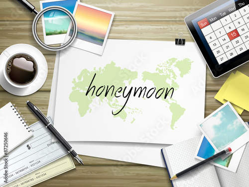 honeymoon word written on paper