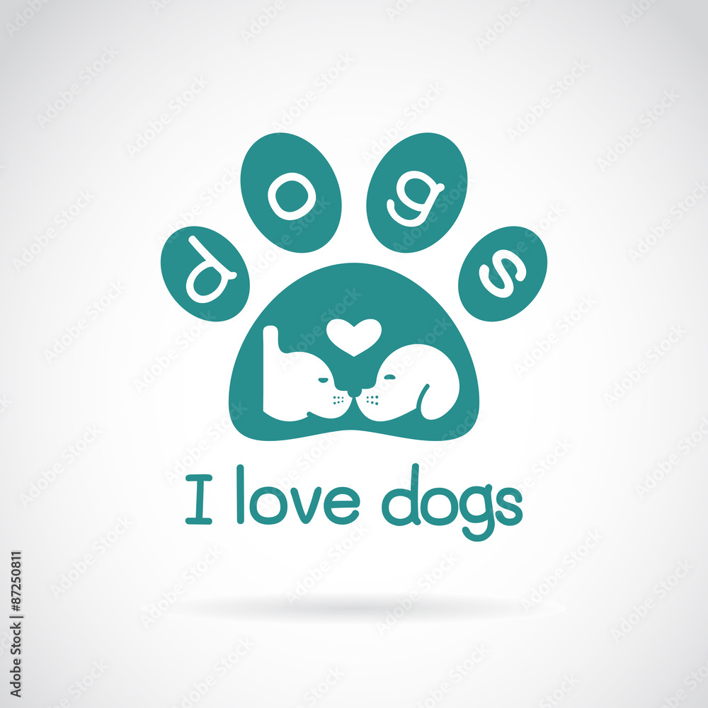 Vector image of an dog head design and spoor on white background Vector image of an dog head design and spoor on white background